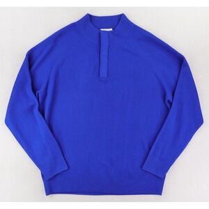 Peter Millar Apres Ski Ribbed Wool Sweater Magnetic Buttons Mens XL Cobalt Blue